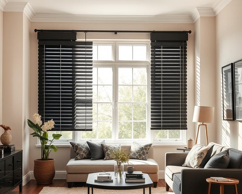 Czarne drewniane żaluzje – stylowe wnętrza, aranżacje i trendy