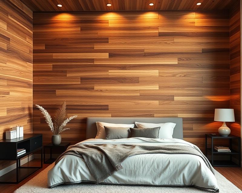 Drewniana ściana w sypialni: trendy, inspiracje i aranżacje